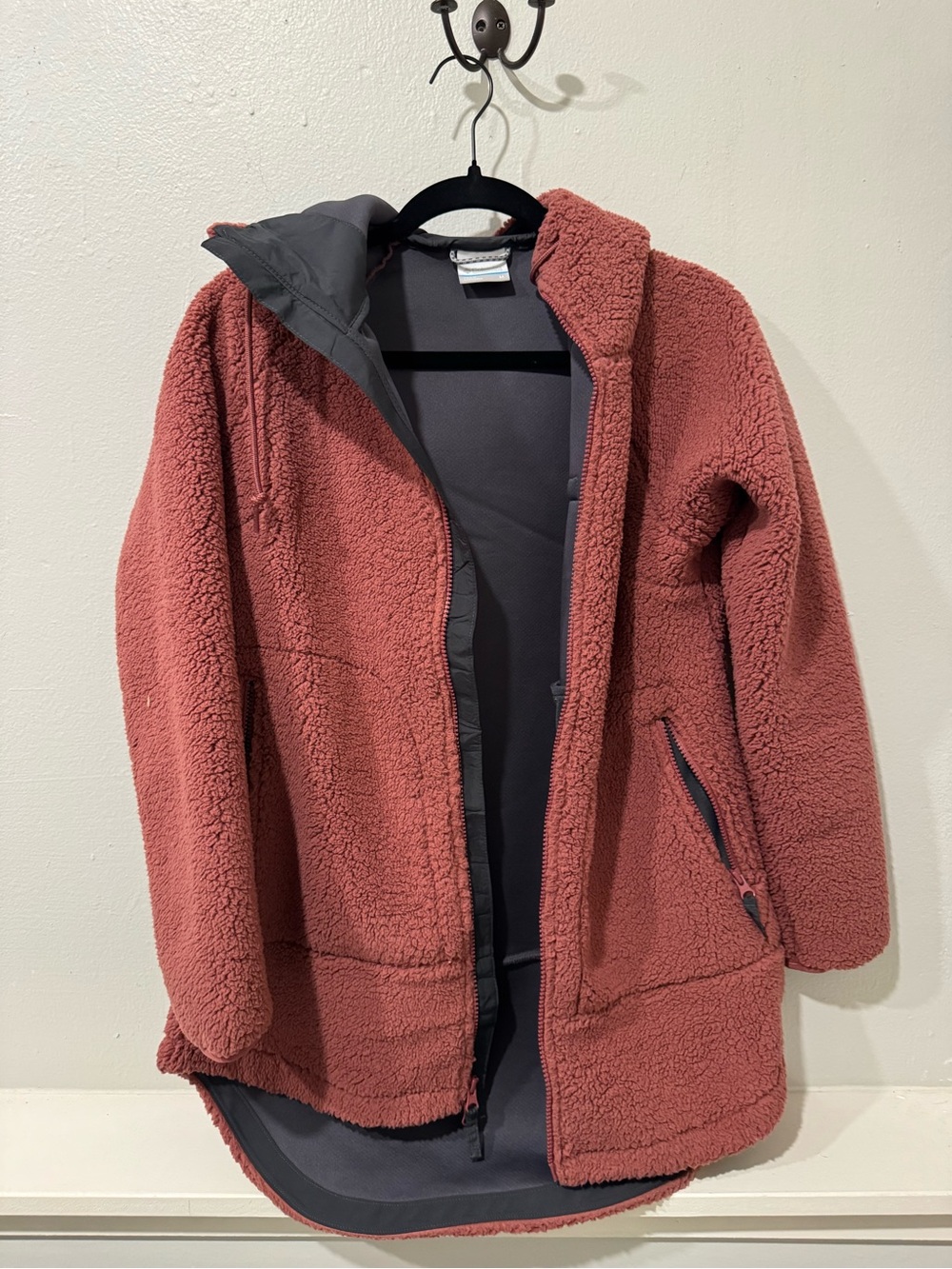 Teddy Fleece Hooded Jacket in Dusty Rose
